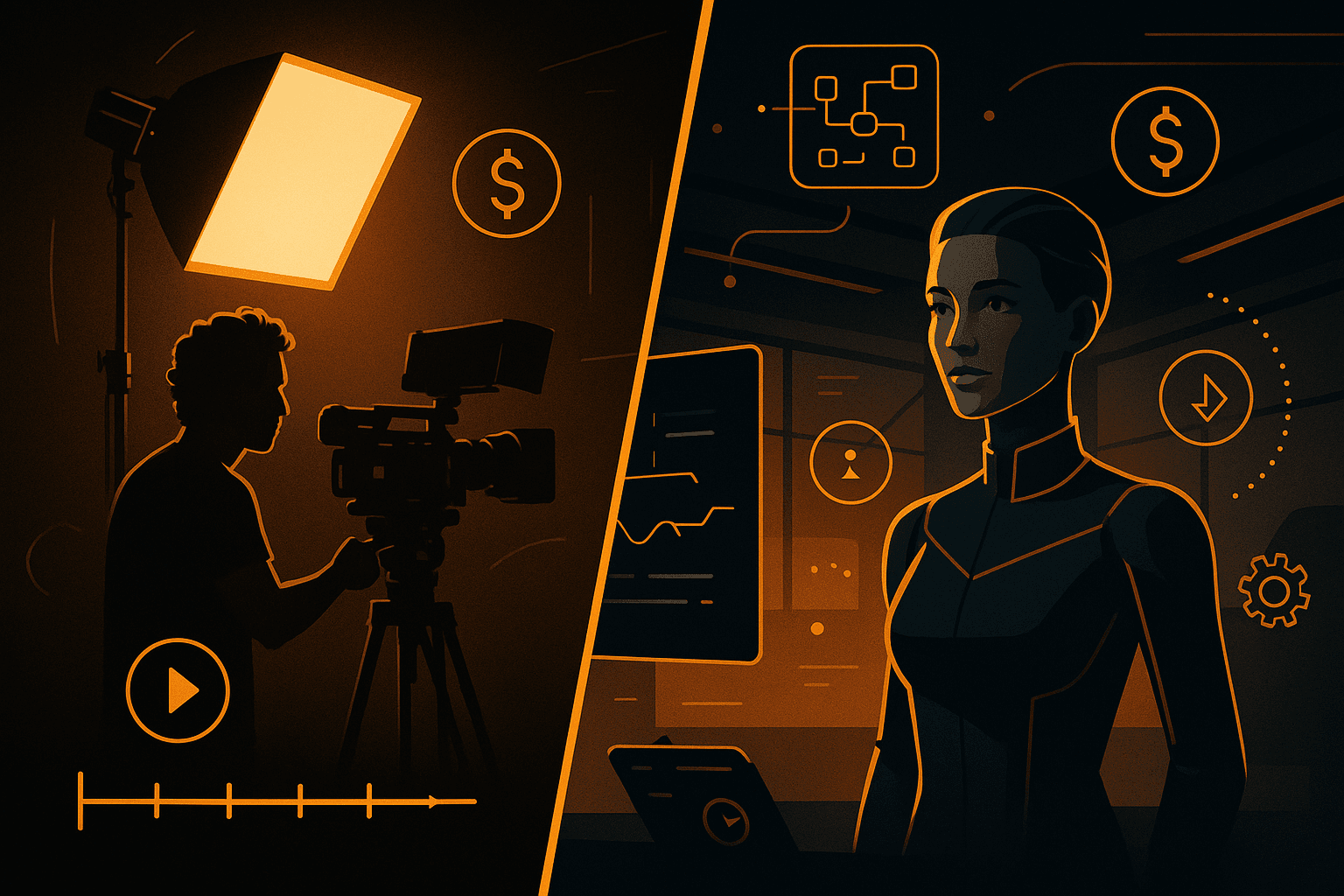 Imagem ilustrativa para Produção audiovisual com IA: como cortar custos sem virar vídeo genérico